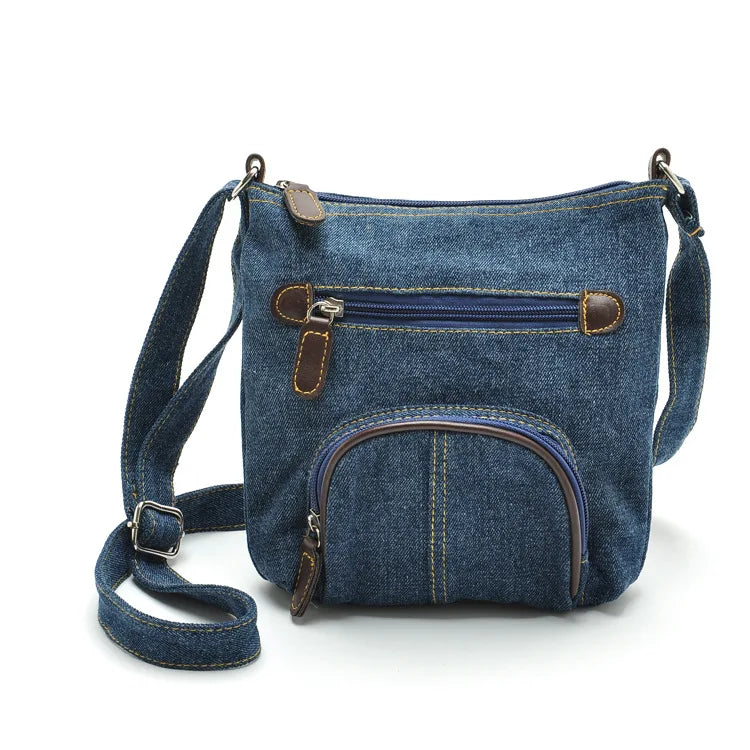 Denim Shoulder Bag Front Pocket European-American Style