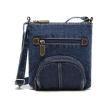 Denim Shoulder Bag Front Pocket European-American Style