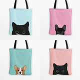 Corgi Bucket Canvas Handbag Large Capacity Shopping Bag Lady Shoulder Bag
