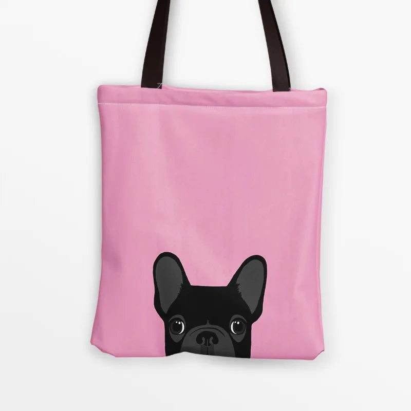 Corgi Bucket Canvas Handbag Large Capacity Shopping Bag Lady Shoulder Bag