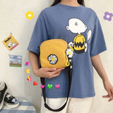 Small Canvas Daisy Mobile Shoulder Bag Japanese Style