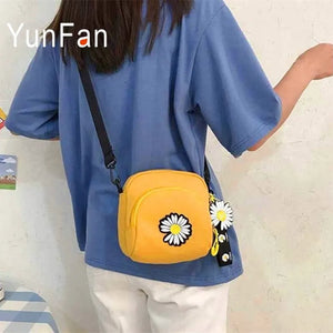 Small Canvas Daisy Mobile Shoulder Bag Japanese Style