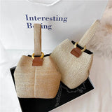 Straw Woven Bucket Bag Beach Handbag for Women Purse