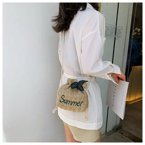 Small Straw Crossbody Beach Bag for Women