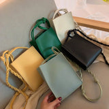 Women Braided Mobile Phone Bag Mini Shoulder Crossbody Purse
