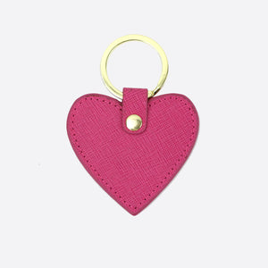 Saffiano Leather Heart Shape Keychain Women Key Holder Female Heart Key Ring