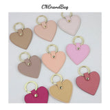 Saffiano Leather Heart Shape Keychain Women Key Holder Female Heart Key Ring