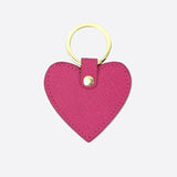 Saffiano Leather Heart Shape Keychain Women Key Holder Female Heart Key Ring