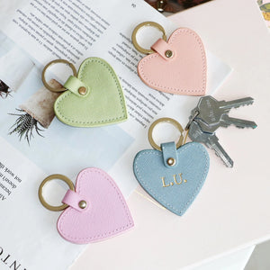 Saffiano Leather Heart Shape Keychain Women Key Holder Female Heart Key Ring