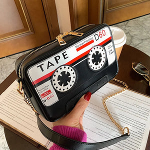 Tape Purse PU Messenger Bag with Chain Strap
