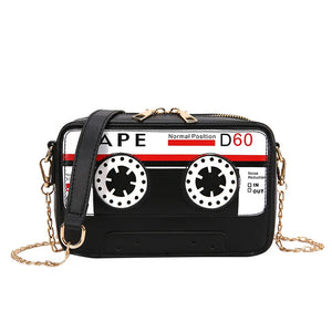 Tape Purse PU Messenger Bag with Chain Strap