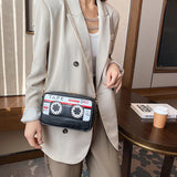Tape Purse PU Messenger Bag with Chain Strap