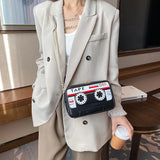 Tape Purse PU Messenger Bag with Chain Strap