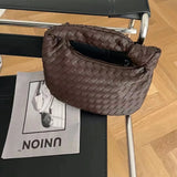 Green PU Leather Shoulder Bag with Nodular Handle