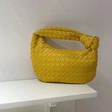 Green PU Leather Shoulder Bag with Nodular Handle