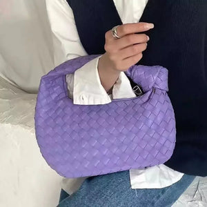 Green PU Leather Shoulder Bag with Nodular Handle