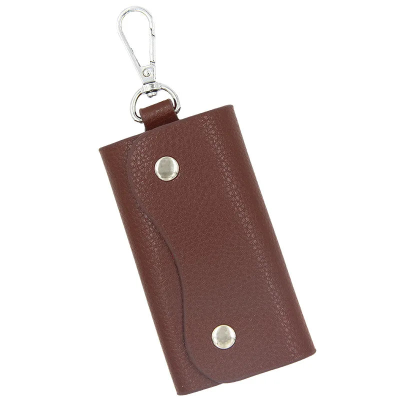 Litchi Pattern Key Bag Cylinder Household PU Key Bag