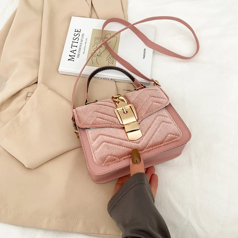 Retro Velvet Crossbody Bag One-Shoulder Kelly Bag B136