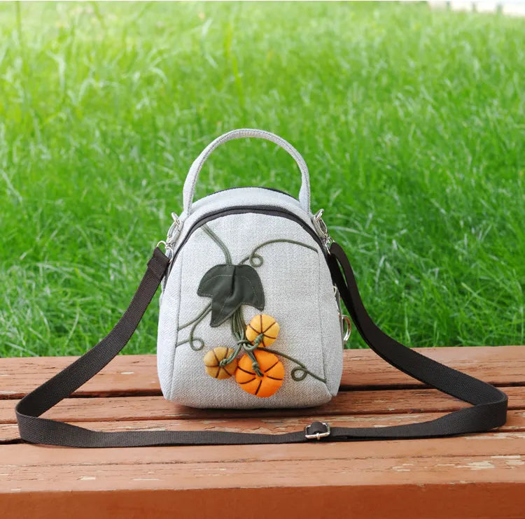Bohemian Print Mini Handbag with Appliques - Casual Carrier