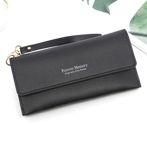 Women's Long Wallet Handbag, Solid Color Card Holder with Zipper Pocket