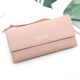 Women's Long Wallet Handbag, Solid Color Card Holder with Zipper Pocket