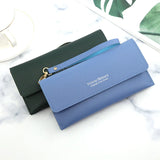 Women's Long Wallet Handbag, Solid Color Card Holder with Zipper Pocket