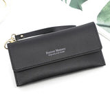 Women's Long Wallet Handbag, Solid Color Card Holder with Zipper Pocket