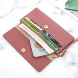 Women's Long Wallet Handbag, Solid Color Card Holder with Zipper Pocket