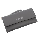 Women's Long Wallet Handbag, Solid Color Card Holder with Zipper Pocket