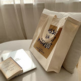 Women's Canvas Shopper Bag Cotton Shoulder Bag Reusable Handbag