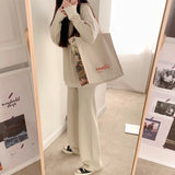 Women's Canvas Shopper Bag Cotton Shoulder Bag Reusable Handbag