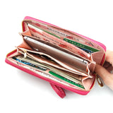 Women's Flower Hollow Wallet with Long Zipper Mobile Phone Bag