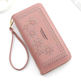 Women's Flower Hollow Wallet with Long Zipper Mobile Phone Bag