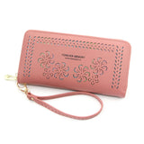Women's Flower Hollow Wallet with Long Zipper Mobile Phone Bag