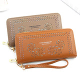 Women's Flower Hollow Wallet with Long Zipper Mobile Phone Bag
