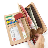 Women's Large Cash Slot Wallet with Photo Slot and Mobile Phone Bag