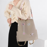 Flower Embroidery Oxford Backpack Large Capacity Cross Body Shoulder Bag