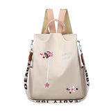 Flower Embroidery Oxford Backpack Large Capacity Cross Body Shoulder Bag