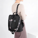 Flower Embroidery Oxford Backpack Large Capacity Cross Body Shoulder Bag
