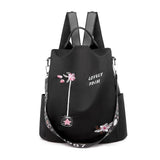 Flower Embroidery Oxford Backpack Large Capacity Cross Body Shoulder Bag