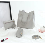 Women's PU One-Shoulder Bucket Bag Travel Handbag