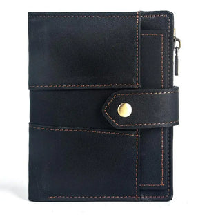 RFID Leather Men's Wallet Vintage Short Zipper Purse