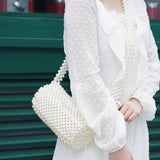Girls' Pearl Beaded Shoulder Bag, Fresh & Sweet Design