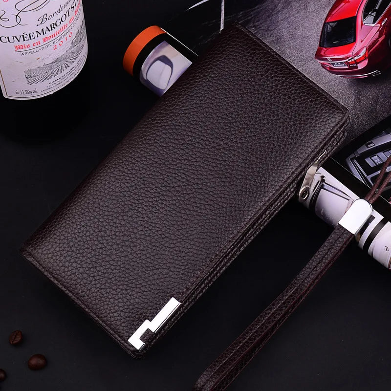 Men's Business Handbag with Long Zipper