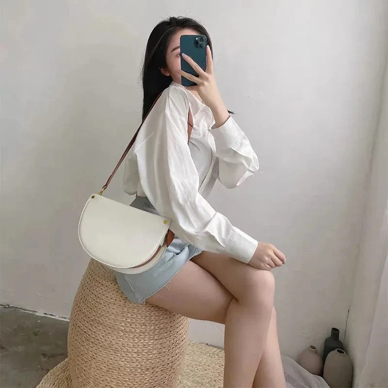 Retro Winter PU Leather Saddle Bag - 2021 Fashion All-Match Women's