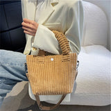 Corduroy Women's Shoulder Bag Large Capacity Nylon Bucket Crossbody Bags