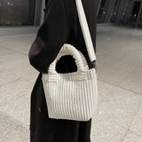 Corduroy Women's Shoulder Bag Large Capacity Nylon Bucket Crossbody Bags