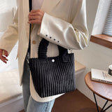 Corduroy Women's Shoulder Bag Large Capacity Nylon Bucket Crossbody Bags