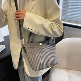 Corduroy Women's Shoulder Bag Large Capacity Nylon Bucket Crossbody Bags