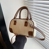 Suede Patchwork Leather Women Totes Bag Small Messenger Crossbody Shoulder Bag